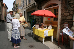 Maureen greeting visitors